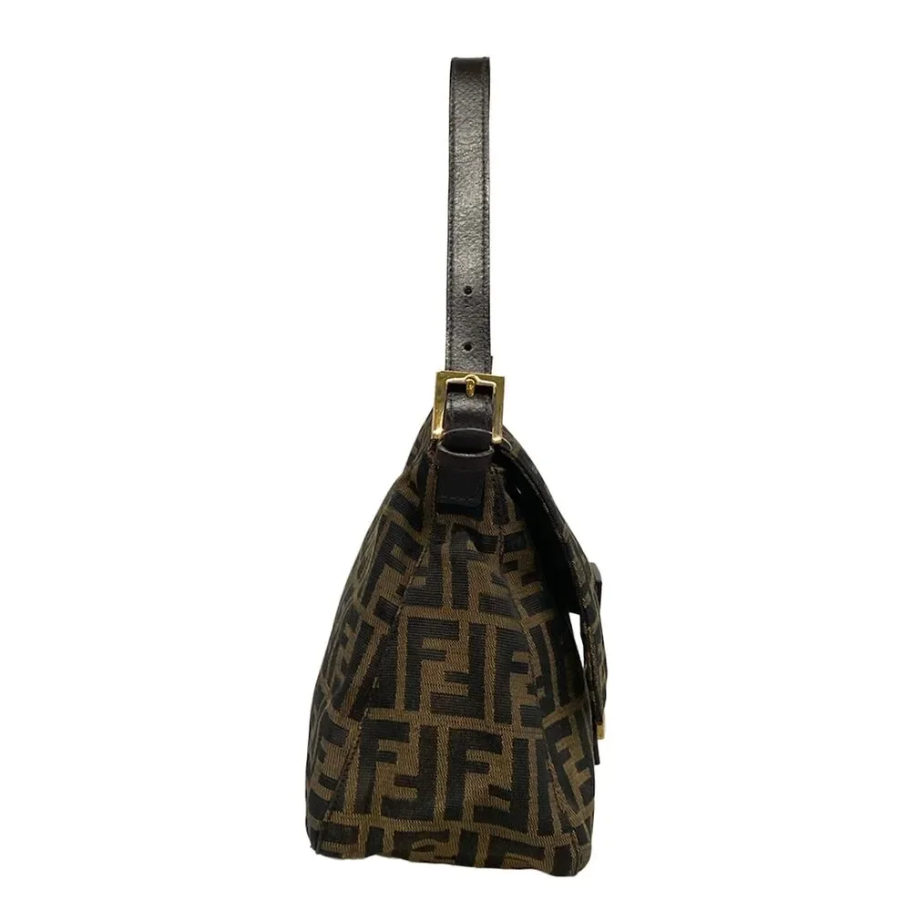 Fendi Mamma bucket / Zucchino pattern Handbag Brown Dark Brown Jacquard Leather